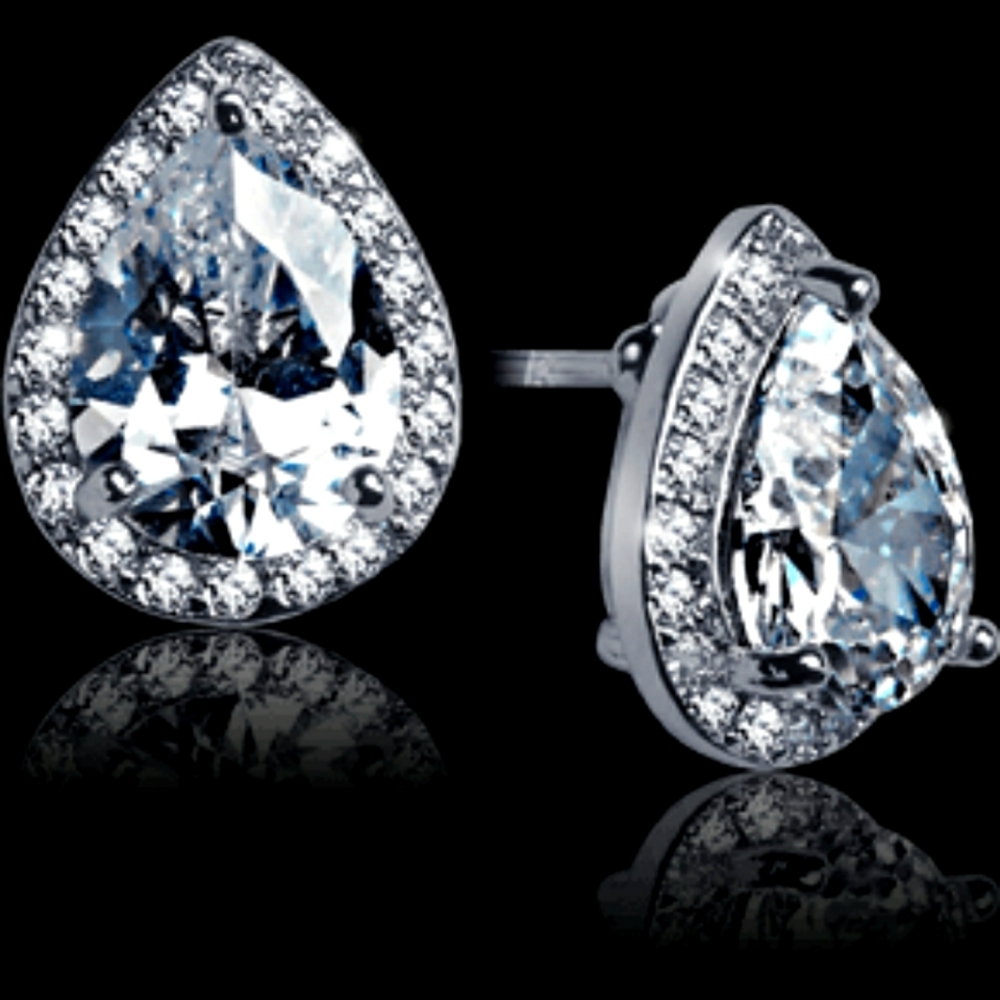 Tear Drop Austrian Crystal Stud Earrings